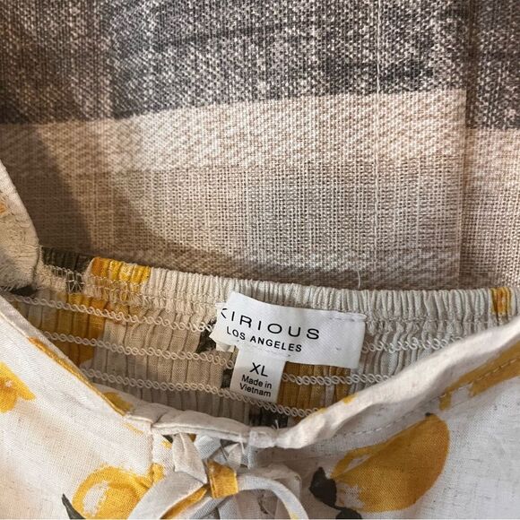 Kirious Tan Lemon Print Lace Up Crop Top Size XL‎ - Picture 7 of 9